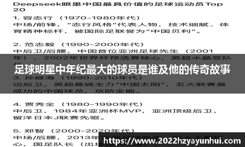 足球明星中年纪最大的球员是谁及他的传奇故事